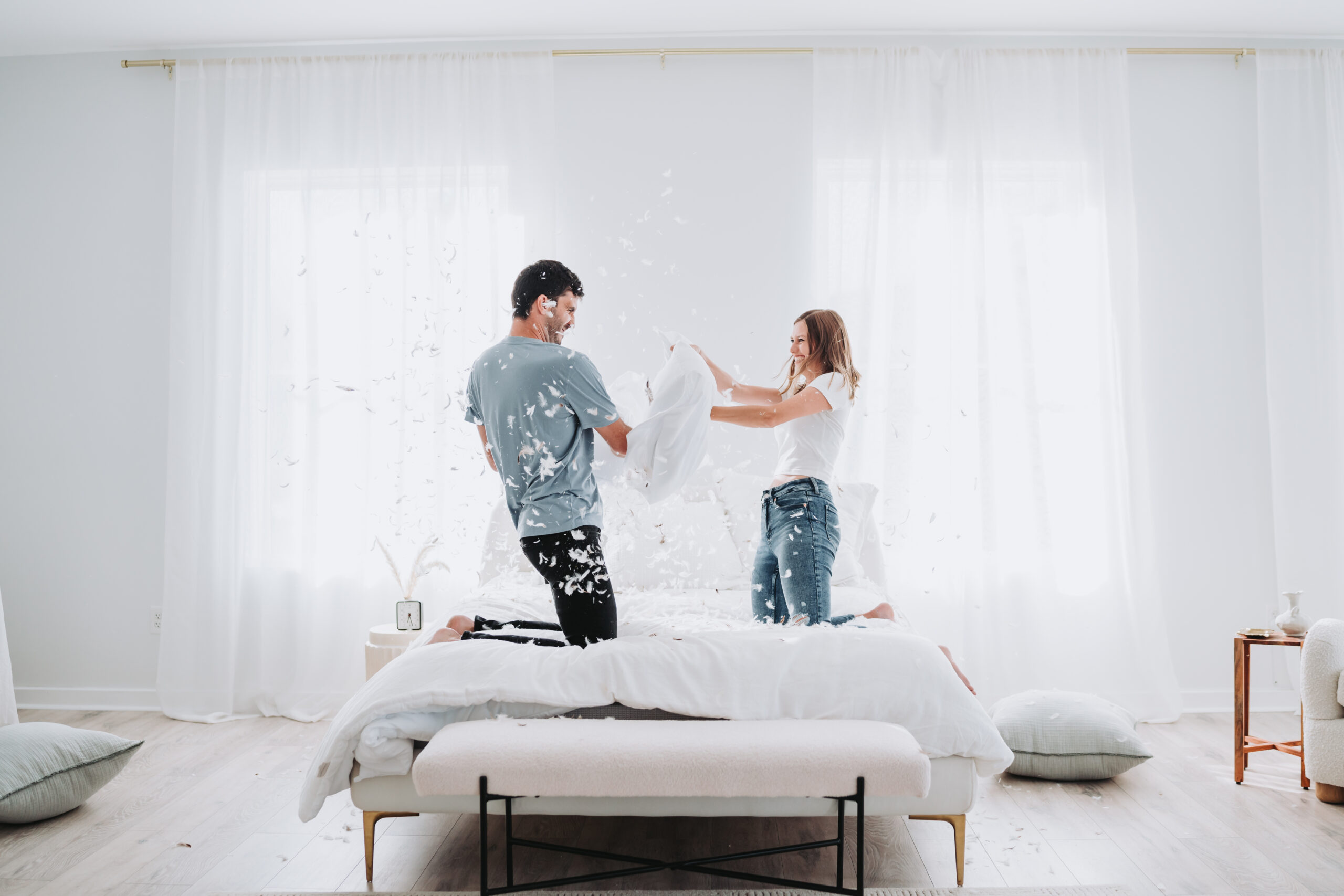 One year anniversary Pillow fight photoshoot