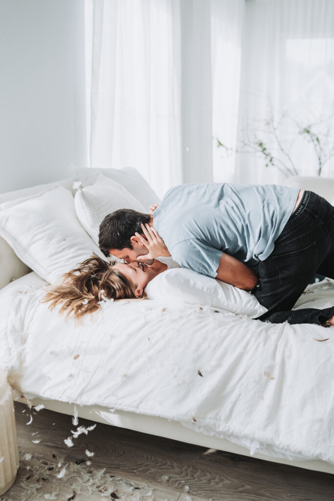 Pillow fight anniversary session