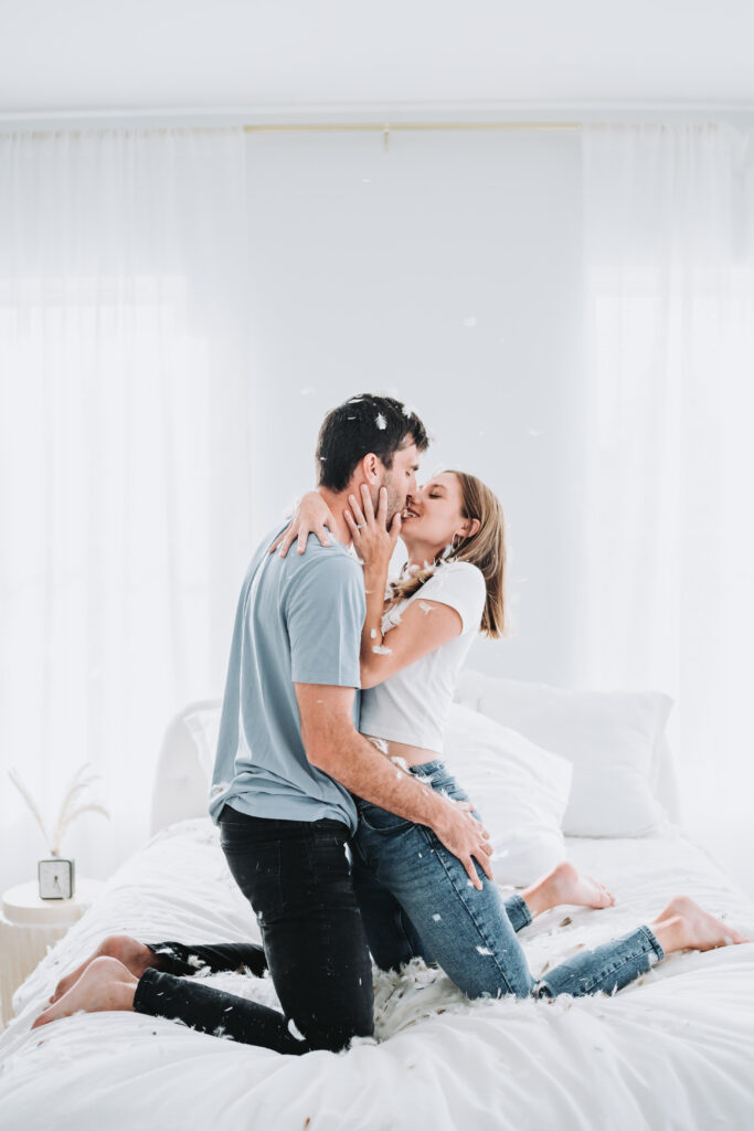 Pillow fight anniversary session