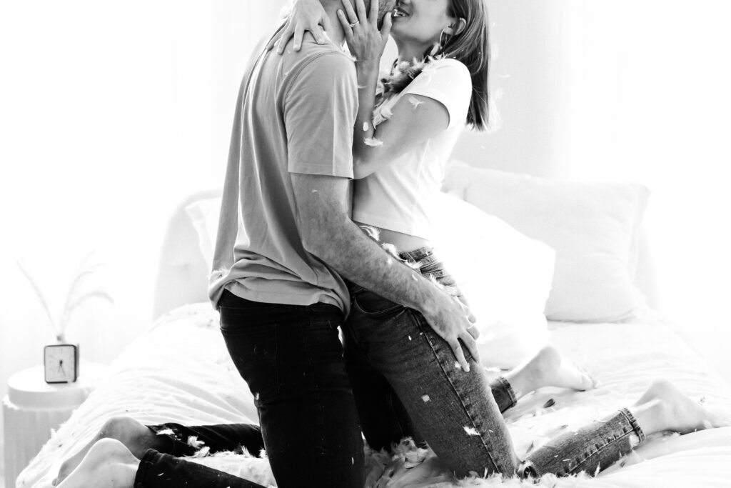 Pillow fight anniversary session