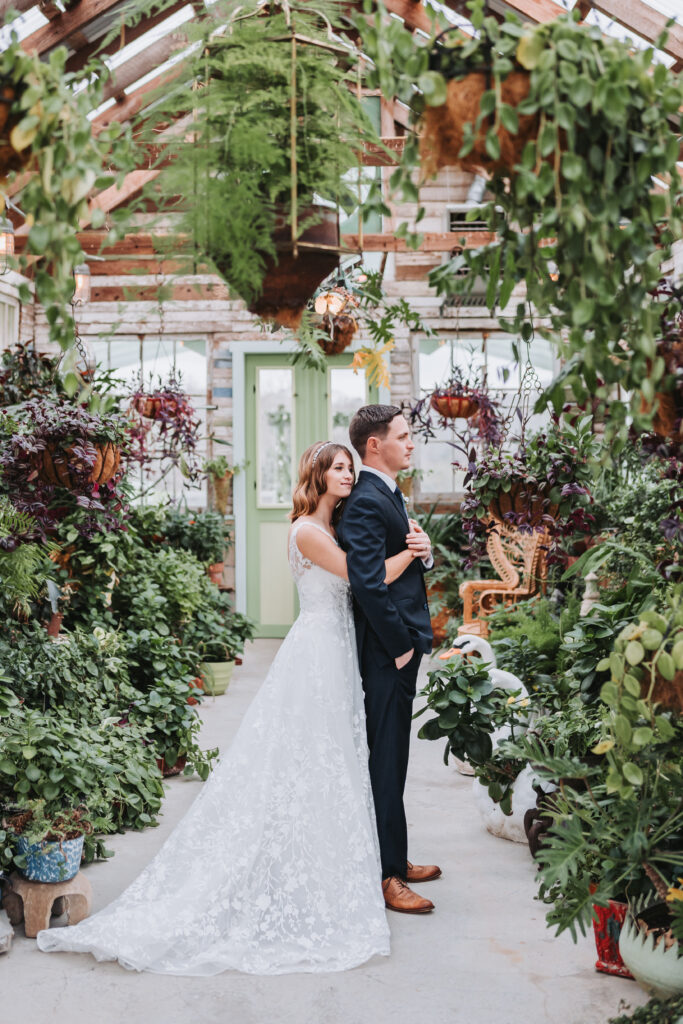 Bride and groom at West Milford Farms during a winter wedding.