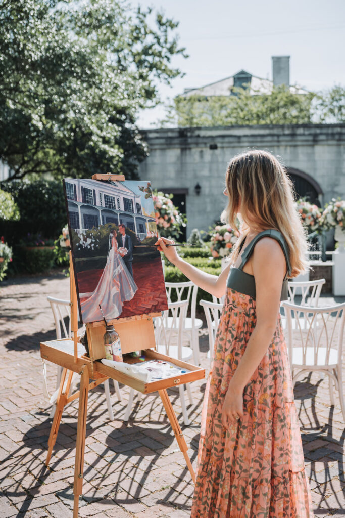 Live painter at wedding in Savannah, Ga.