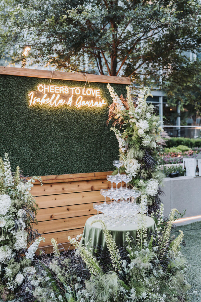 champagne tower at Epicurean Hotel wedding in Atlanta
