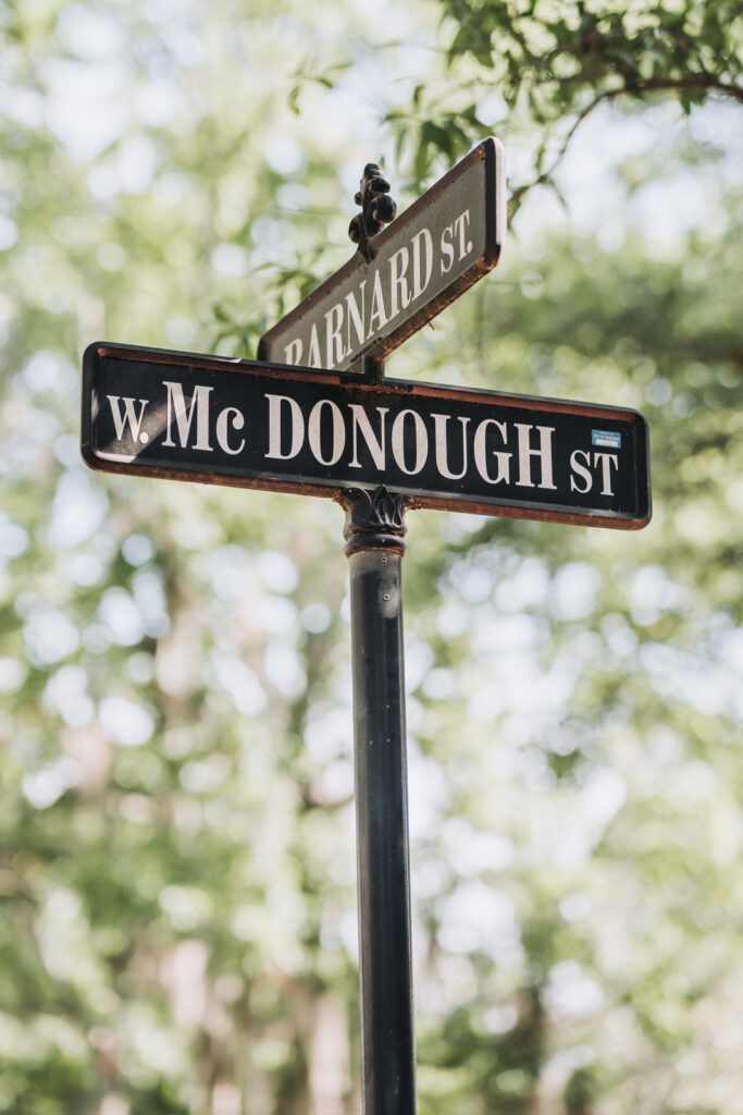 street sign at Harper Fowlkes House wedding