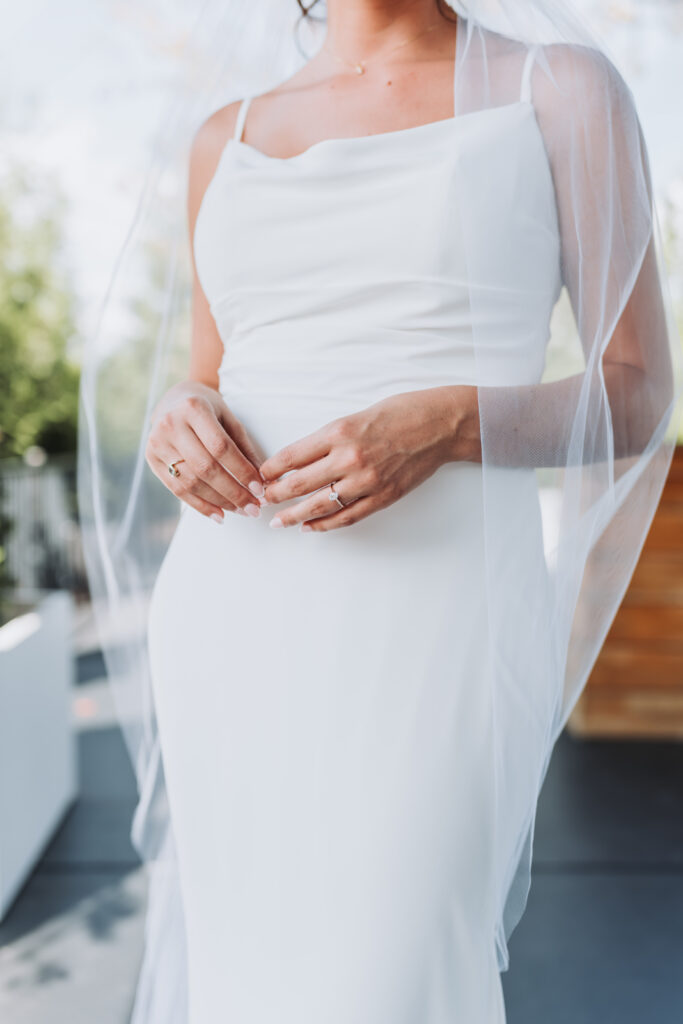 Simple Modern Wedding dress from Treasures Formals and Bridal.