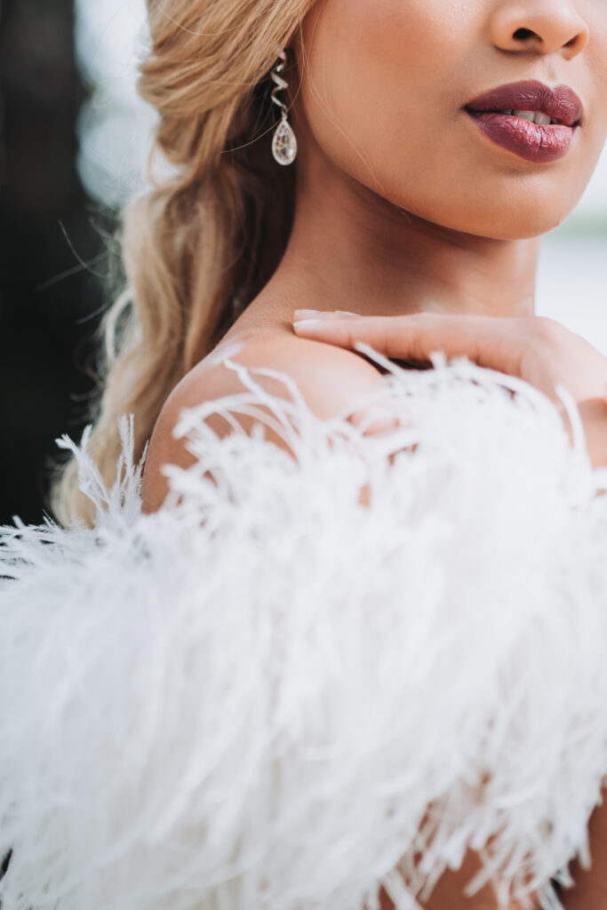 Ivan Young feather wedding dress