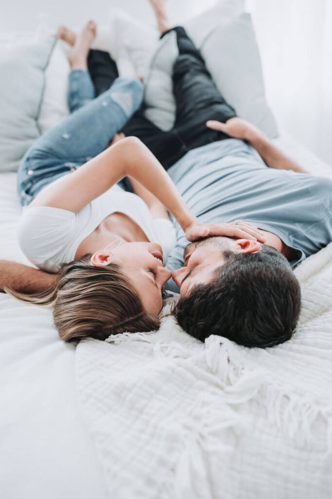 engaged couple during a photoshoot
