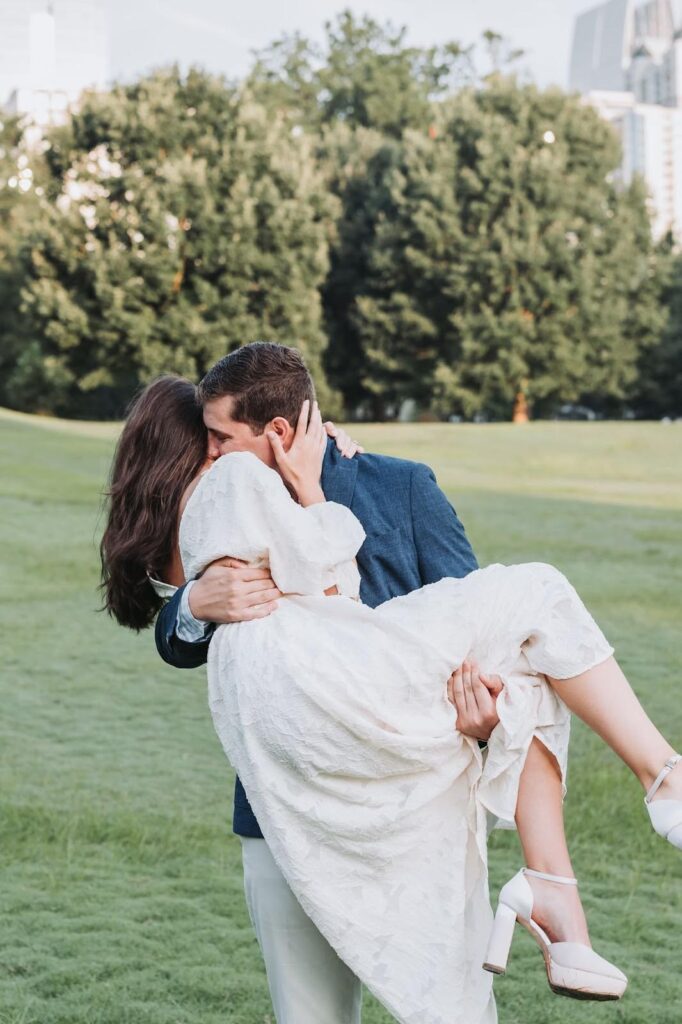 a couple in a park photoshoot