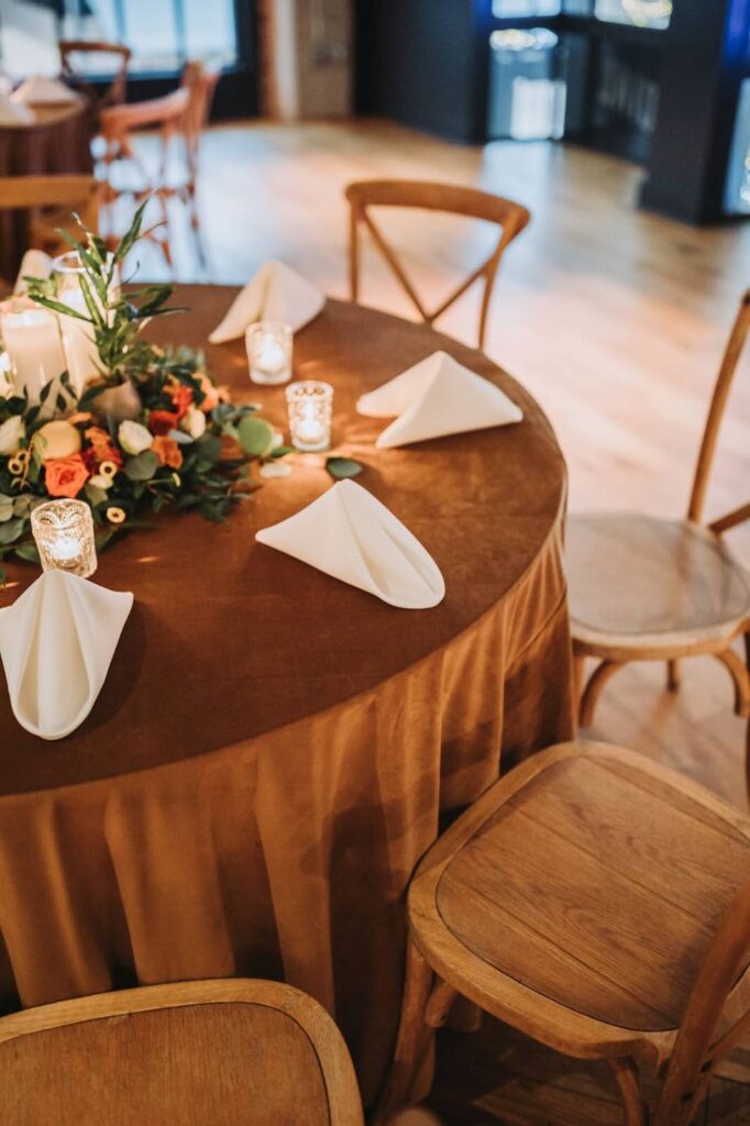 fall wedding reception at Ponce City Rooftop
