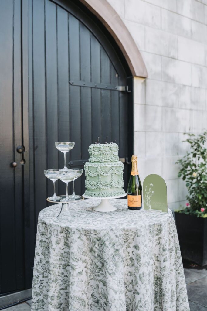 wedding cake photographed on a table