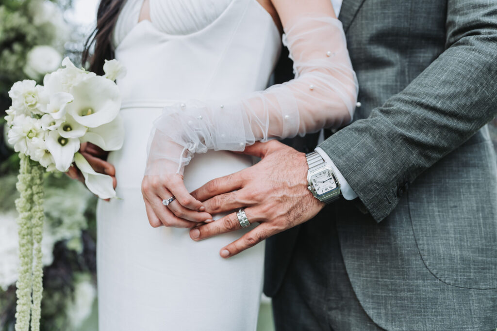 up close photo of bride and groom's rings