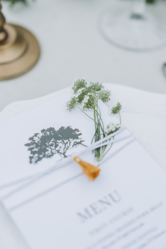 modern menu detail with greenery