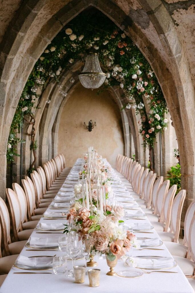 Reception table at Villa cimbrone wedding venue - Italian wedding venue