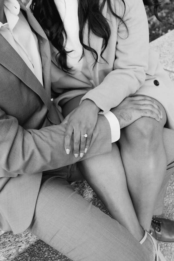 up close photo of girl touching guy's arm